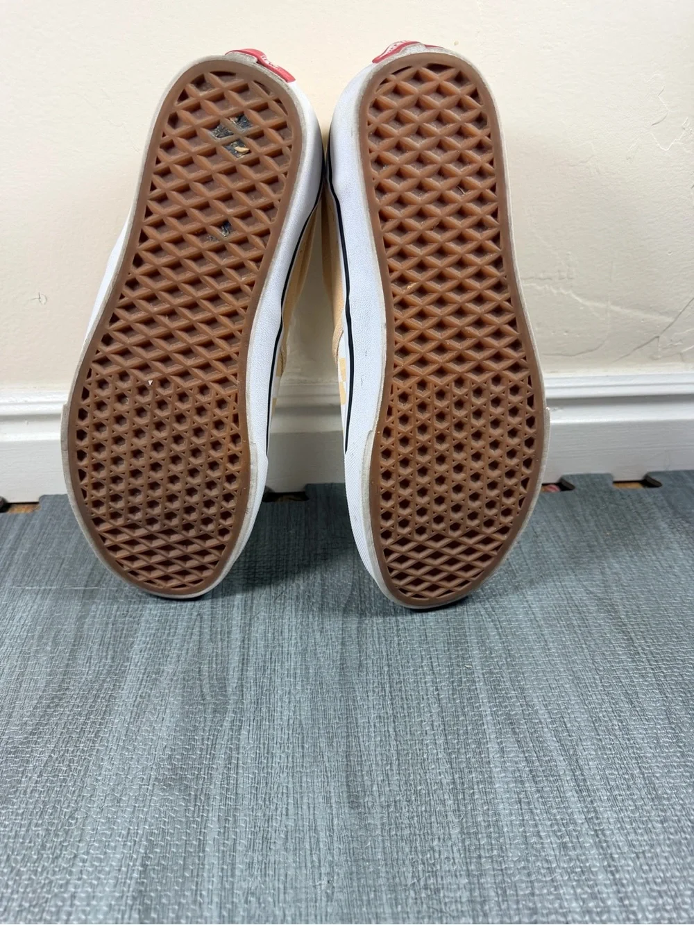 Slip-On Checkerboard Canvas Shoes in Cream